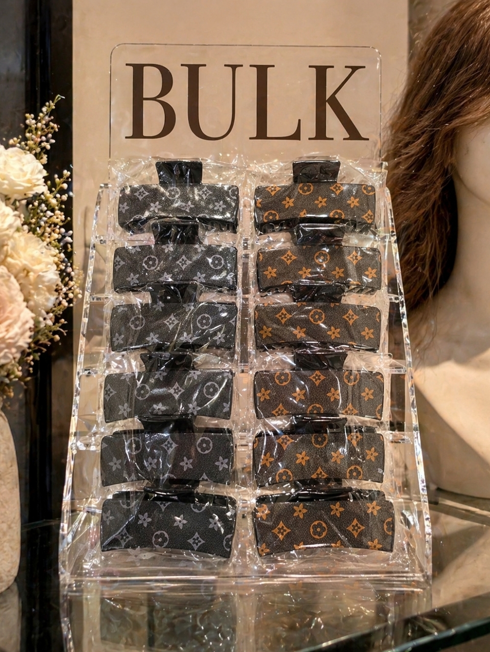 BULK Monogram Print Hair Claw Clips